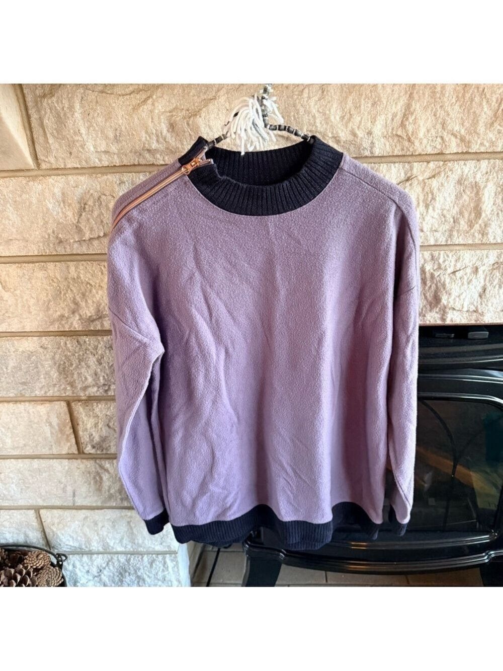 Women's Xersion Small Fleece Zip Top Purple Black